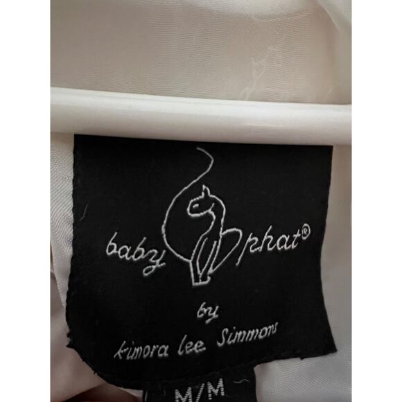 Baby Phat White Down Puffer Zip Hood Vintage Y2K Jacket Coat Medium Streetwear - Picture 13 of 16